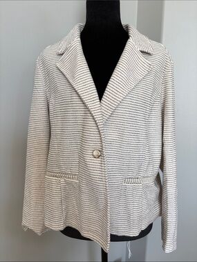 Maurices Cream and Black Striped Knit Blazer
